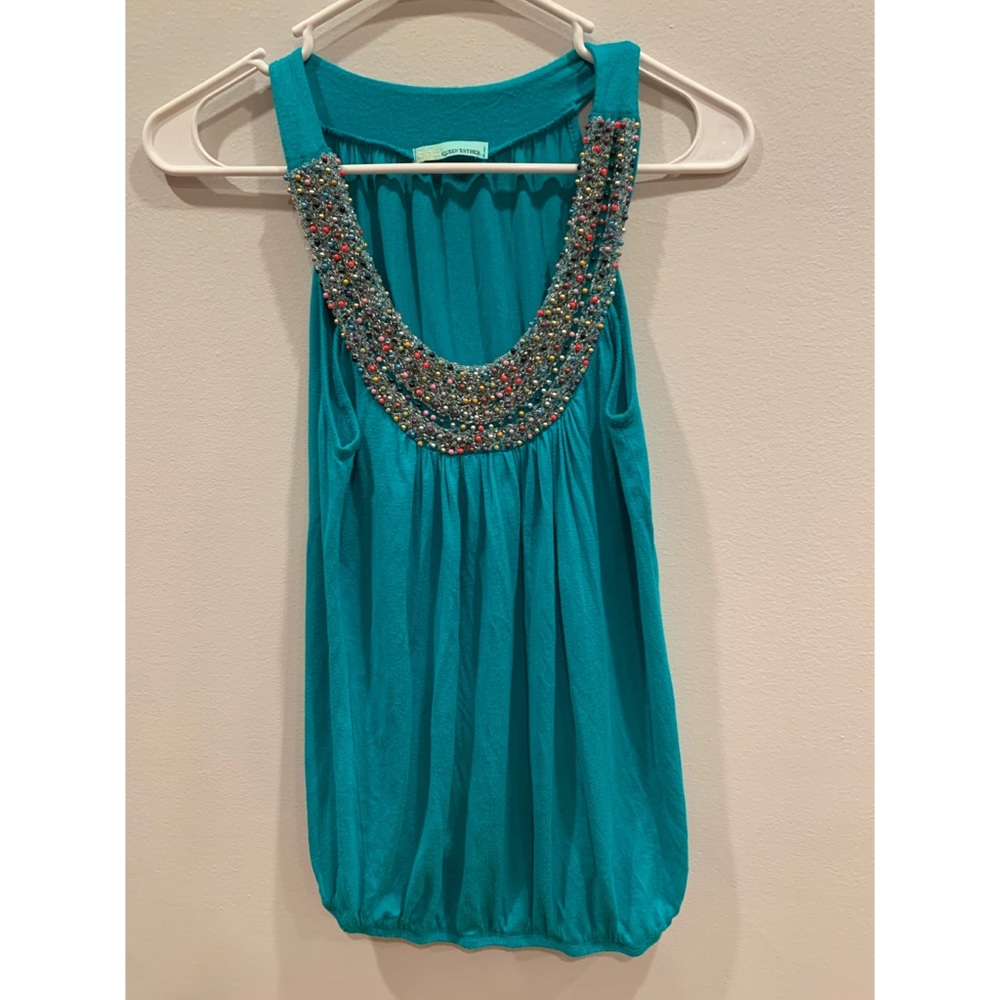 Aqua Beaded Top